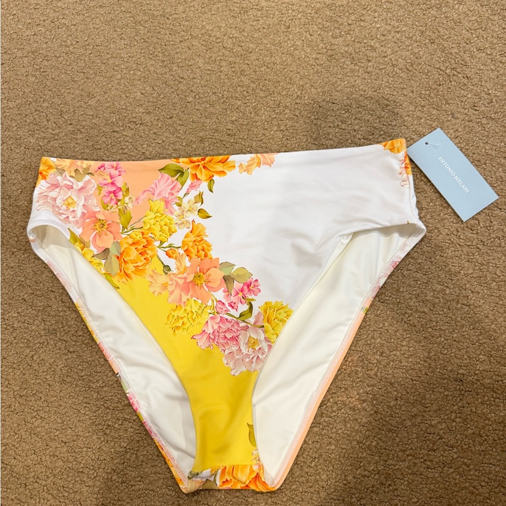 ANTONIO MELANI Floral Bikini Bottom - Yellow and White